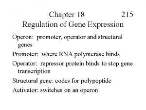 Chapter 18 215 Regulation of Gene Expression Operon
