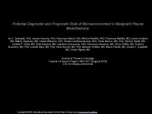 Potential Diagnostic and Prognostic Role of Microenvironment in