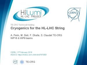 TECRG Technical meeting Cryogenics for the HLLHC String