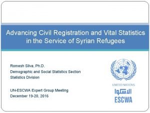 Advancing Civil Registration and Vital Statistics in the