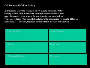 Cell transport graphic organizer Cell transport graphic organizer