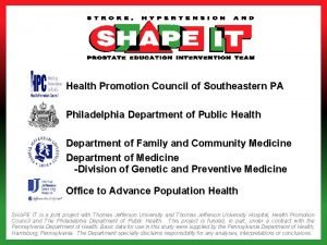 Health Promotion Council of Southeastern PA Philadelphia Department