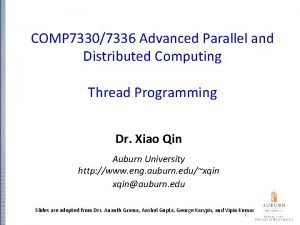 COMP 73307336 Advanced Parallel and Distributed Computing Thread