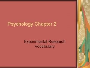 Experimental research chapter 2