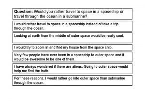Space would you rather