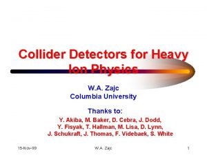 Collider Detectors for Heavy Ion Physics W A
