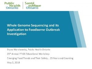 Whole Genome Sequencing and its Application to Foodborne
