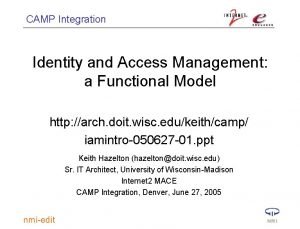 CAMP Integration Identity and Access Management a Functional