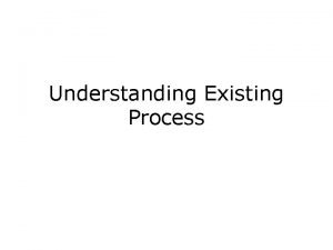 Understanding Existing Process Understand Phase Confirm scope and