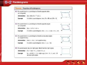 Use Properties of Parallelograms A CONSTRUCTION In suppose