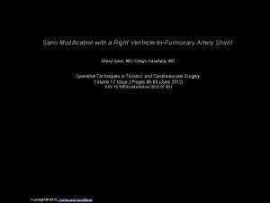 Sano Modification with a Right VentricletoPulmonary Artery Shunt