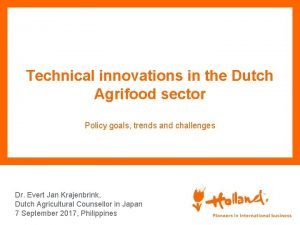 Technical innovations in the Dutch Agrifood sector Policy