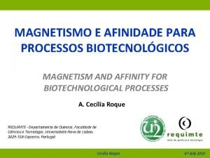 MAGNETISMO E AFINIDADE PARA PROCESSOS BIOTECNOLGICOS MAGNETISM AND