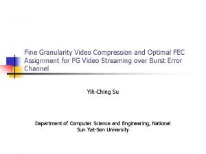 Fine Granularity Video Compression and Optimal FEC Assignment