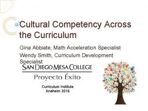 Cultural Competency Across the Curriculum Gina Abbiate Math