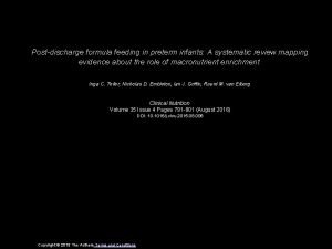 Postdischarge formula feeding in preterm infants A systematic