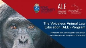 The Voiceless Animal Law Education ALE Program Professor