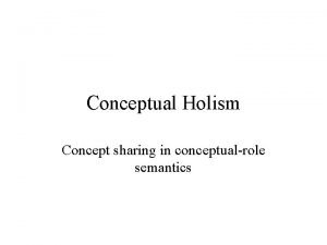 Conceptual Holism Concept sharing in conceptualrole semantics Conceptualrole