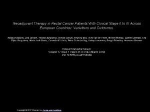 Neoadjuvant Therapy in Rectal Cancer Patients With Clinical
