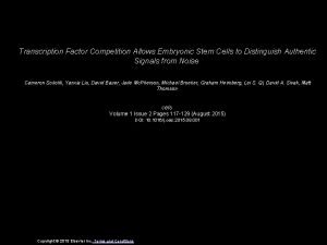 Transcription Factor Competition Allows Embryonic Stem Cells to