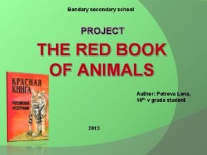 Bondary secondary school PROJECT THE RED BOOK OF