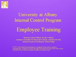 University at Albany Internal Control Program Employee Training