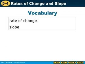 Rate of change and slope lesson 3-2