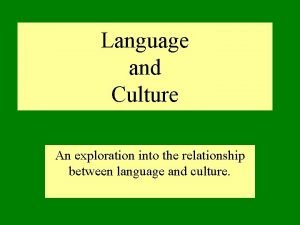 Relationship between language and culture