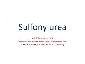 Sulfonylurea Atieh Amouzegar MD Endocrine Research Center Research