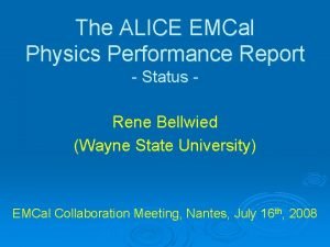 The ALICE EMCal Physics Performance Report Status Rene