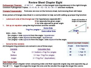 Pythagorean theorem formula sheet