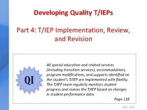 Developing Quality TIEPs Part 4 TIEP Implementation Review