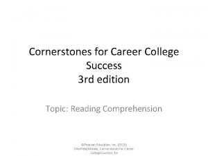 Cornerstones for Career College Success 3 rd edition