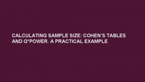 Cohen table sample size Cohen table sample size
