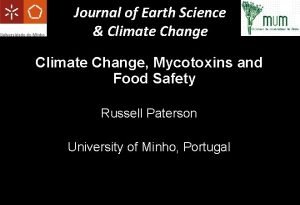 Journal of Earth Science Climate Change Mycotoxins and