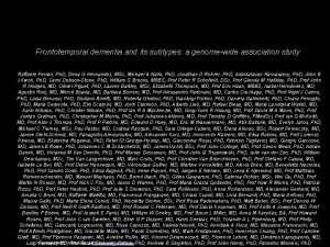 Frontotemporal dementia and its subtypes a genomewide association