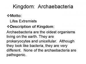 Kingdom archaebacteria