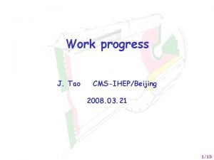 Work progress J Tao CMSIHEPBeijing 2008 03 21