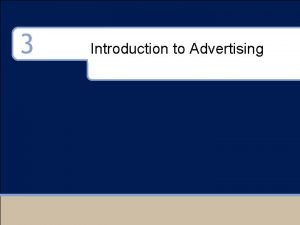 Introduction of advertisement