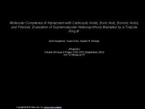 Molecular Complexes of Alprazolam with Carboxylic Acids Boric