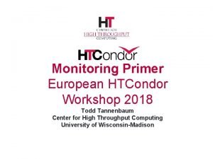 Monitoring Primer European HTCondor Workshop 2018 Todd Tannenbaum