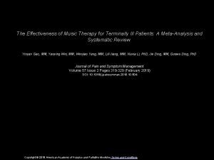 The Effectiveness of Music Therapy for Terminally Ill