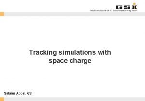 GSI Helmholtzzentrum fr Schwerionenforschung Gmb H Tracking simulations