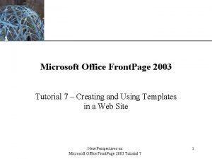 XP Microsoft Office Front Page 2003 Tutorial 7