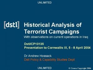 UNLIMITED Historical Analysis of Terrorist Campaigns With observations