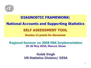 DIAGNOSTIC FRAMEWORK National Accounts and Supporting Statistics SELF