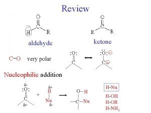 Review ketone aldehyde very polar O C C