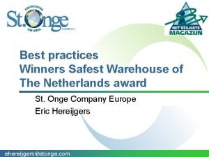 Best practices Winners Safest Warehouse of The Netherlands