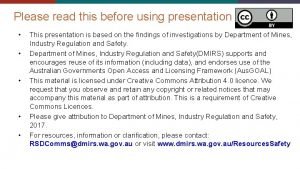 Please read this before using presentation This presentation