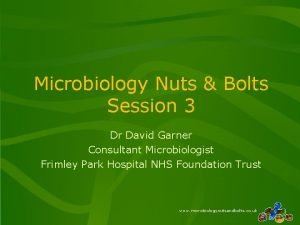 Microbiology Nuts Bolts Session 3 Dr David Garner